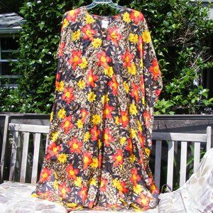 Ladies One Size Floral Kaftan Pajama Night House Gown